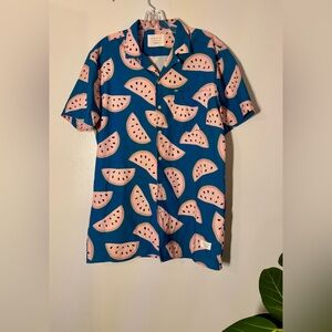 Duvin Blue Shirt with Pink Watermelon Print